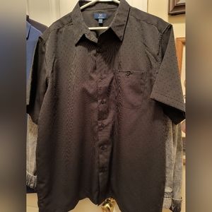 George Men's Black Short Sleeve Button up shirt, Large